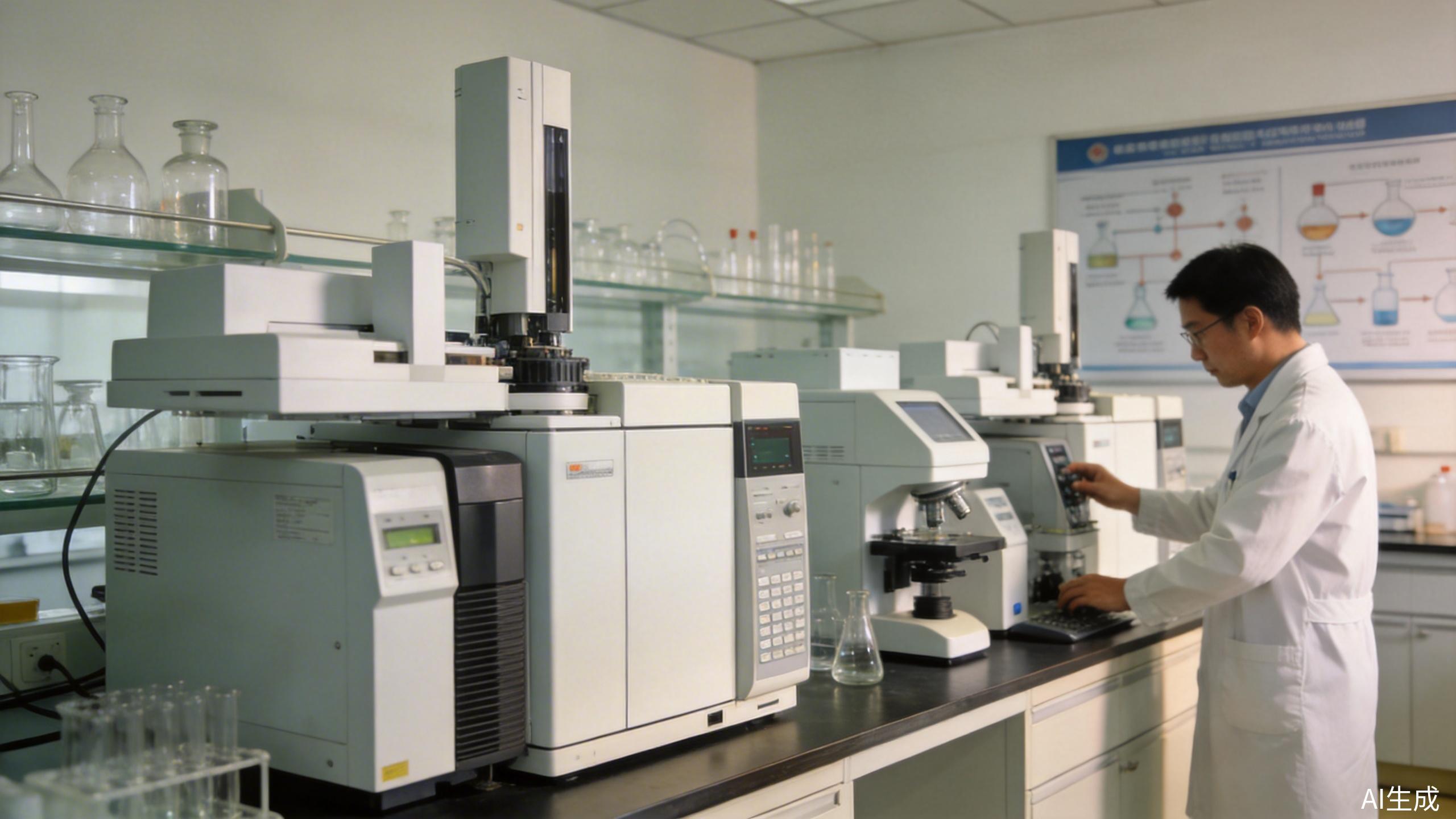 Perfume quality control laboratory with scientist